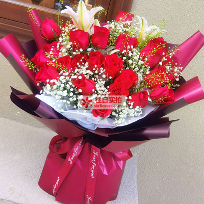金华30朵红玫瑰百合，做你余生故事里的人