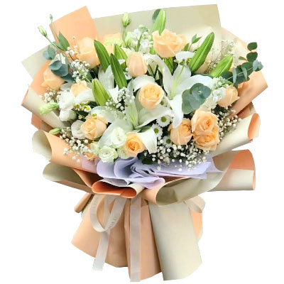 金华19朵香槟玫瑰百合，你是我的真爱