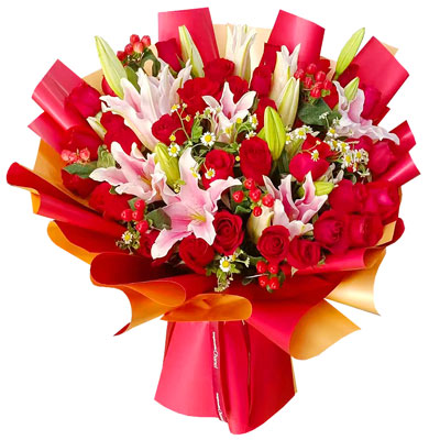 金华33朵红玫瑰百合，心灵的火花