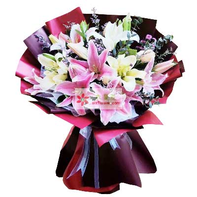 金华8支百合花,天天开心
