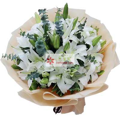 金华9支白色多头百合，祝福你幸福